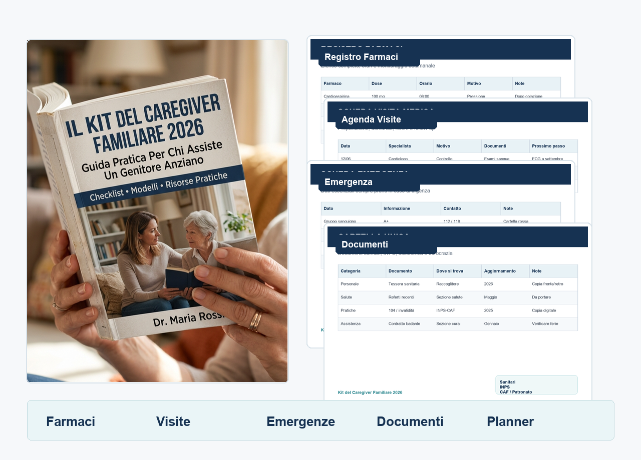 Kit Caregiver Completo con moduli pronti per organizzare l assistenza familiare